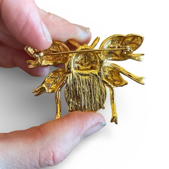 Large Gold Pearl Insect Brooch - Picture 2 of 3